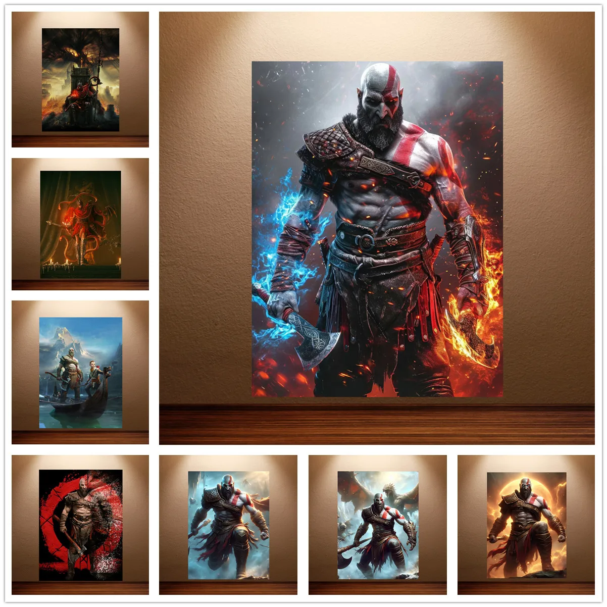 Kratos Poster God of War Game Poster Classic Video Games Poster Canvas Wall Painting Game Room Wall Decor Room Wall Art Sticker