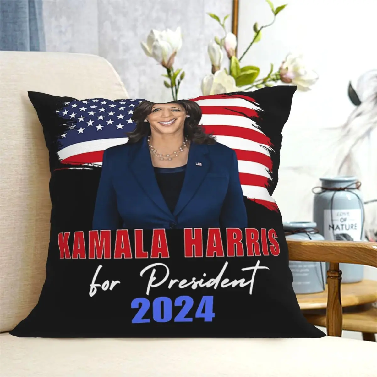 Kamala Harris For President 2024 Square Pillowcase Cushion Cover Pillow Case Throw Pillow Cover for Home Sofa Living Room
