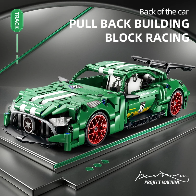Technical Super Racing Car 456PCS Model Building Blocks Automobile Pull Back DIY Vehicle Construction Festive Toys