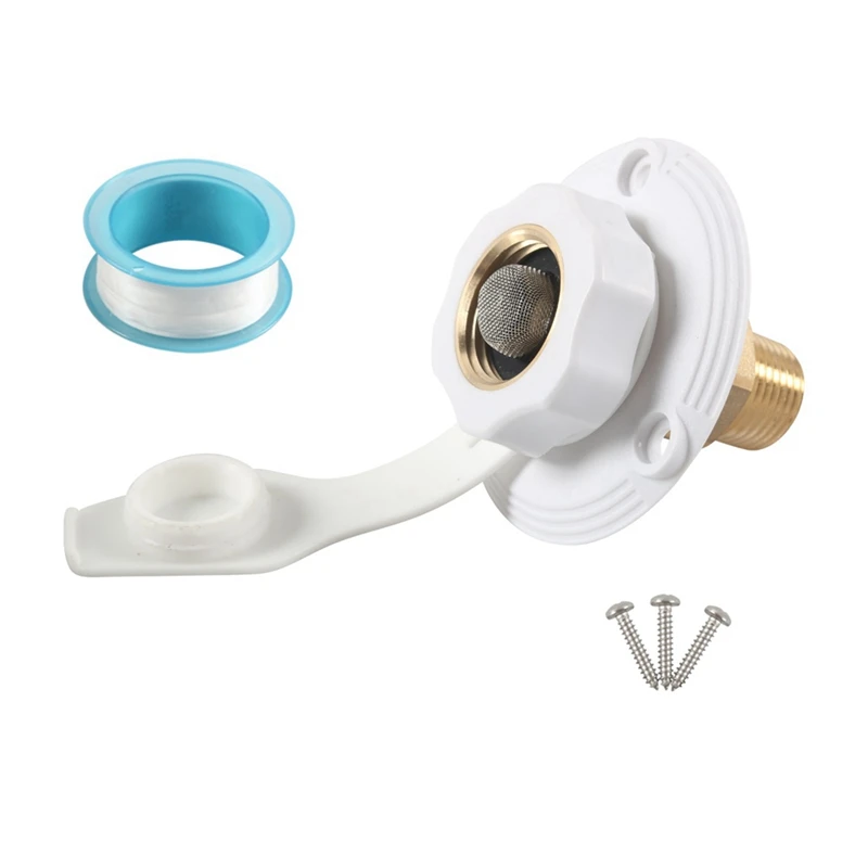 RV Water Inlet Connection City Water Fill Inlet Flange Brass With Check Valve RV Water Hose Connector