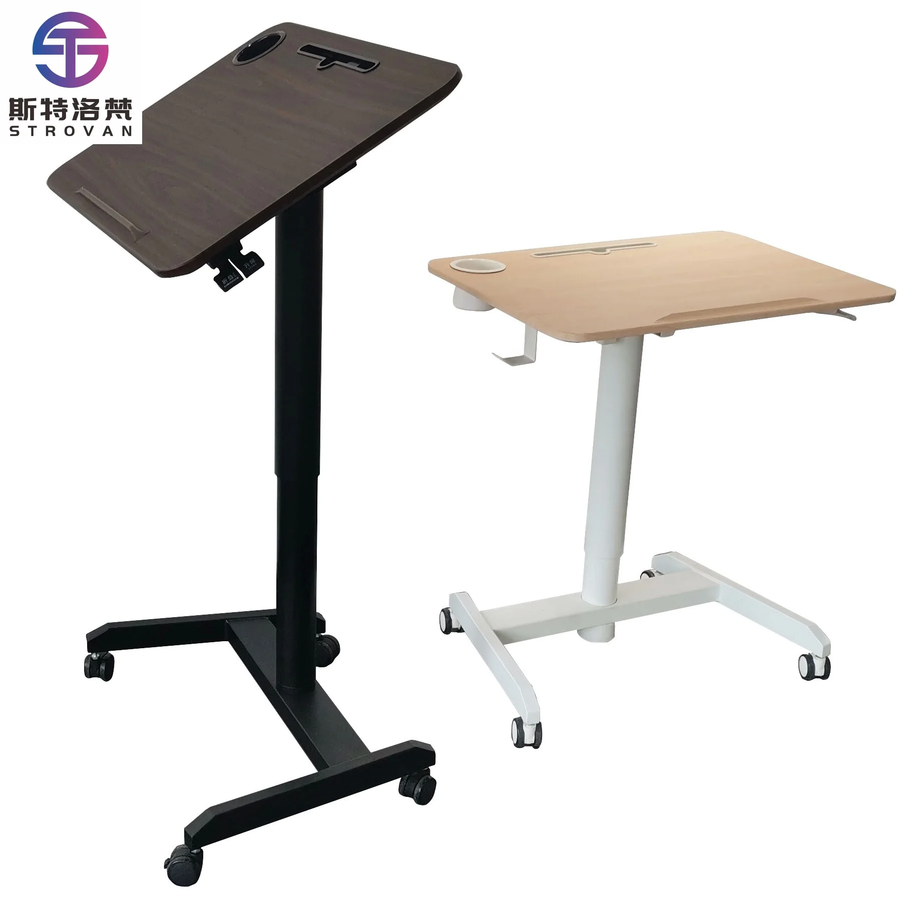 

2025 Modern Design Comfortable Office Furniture-One Leg Sit Stand Height Adjustable Desk Pneumatic Adjustment New Ergonomic