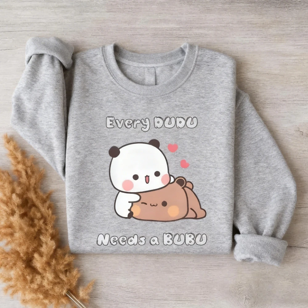 Every DUDU Needs A BUBU Matching Couple Kawaii Bear Pullover Cute Bubu Dudu Sweatshirt Men Women Casual Tops Memorial Day Attire