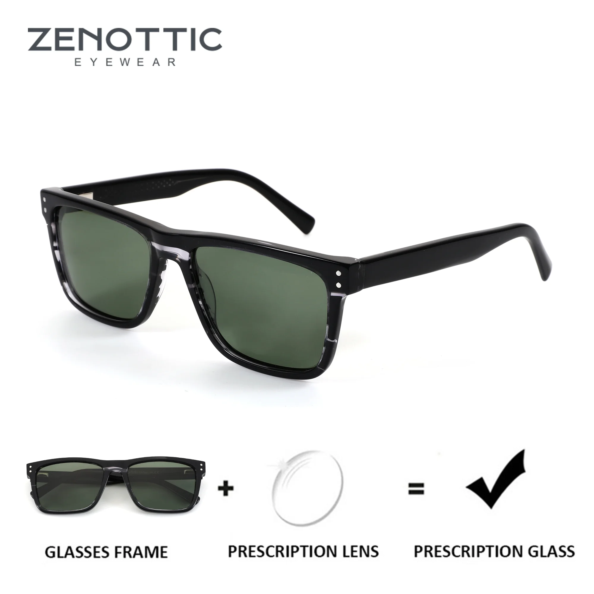 

ZENOTTIC L размер квадратные ацетатные солнцезащитные очки UV400 по рецепту для мужчин поляризационные оптические солнцезащитные очки для близорукости для вождения