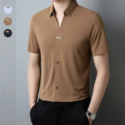 Men's Lightweight Polo Shirt, Lapel Collar, Loose Fit, Monochromatic, Casual, Original Design, Summer, 2023