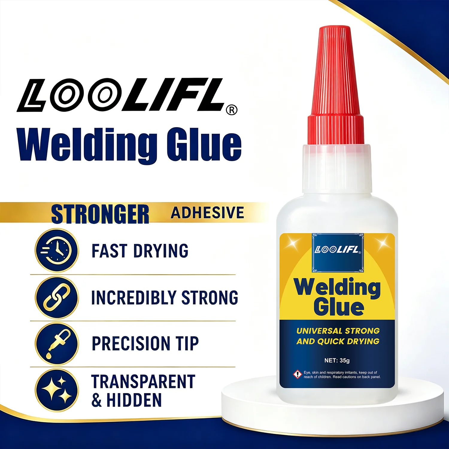 LOOLIFL 35G High Strength Welding Glue Extra Strong Super Glue Quick Dry Multi-Purpose Clear For Metal Wood DIY Instant Adhesive