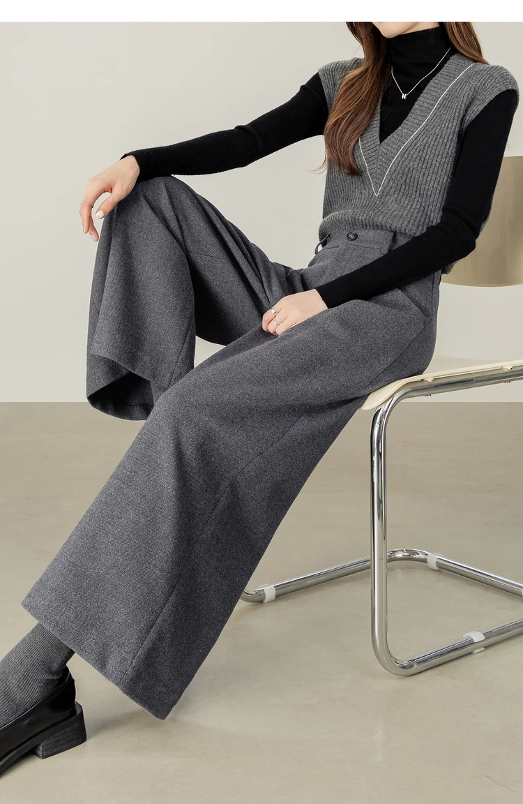 SENTUBILA Women's Ankle-Length Pant 2026 Autumn Elastic Waist Pleated Trousers Loose Fit Office Commuter Bottoms 154K58799