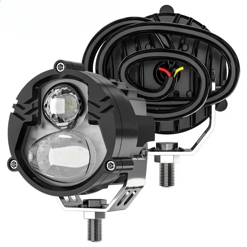 N24 Two-Color White + Yellow External Spotlight Off-Road Vehicle Truck Headlight 6000LM 24W Motorcycle High-Power Spotlight Led
