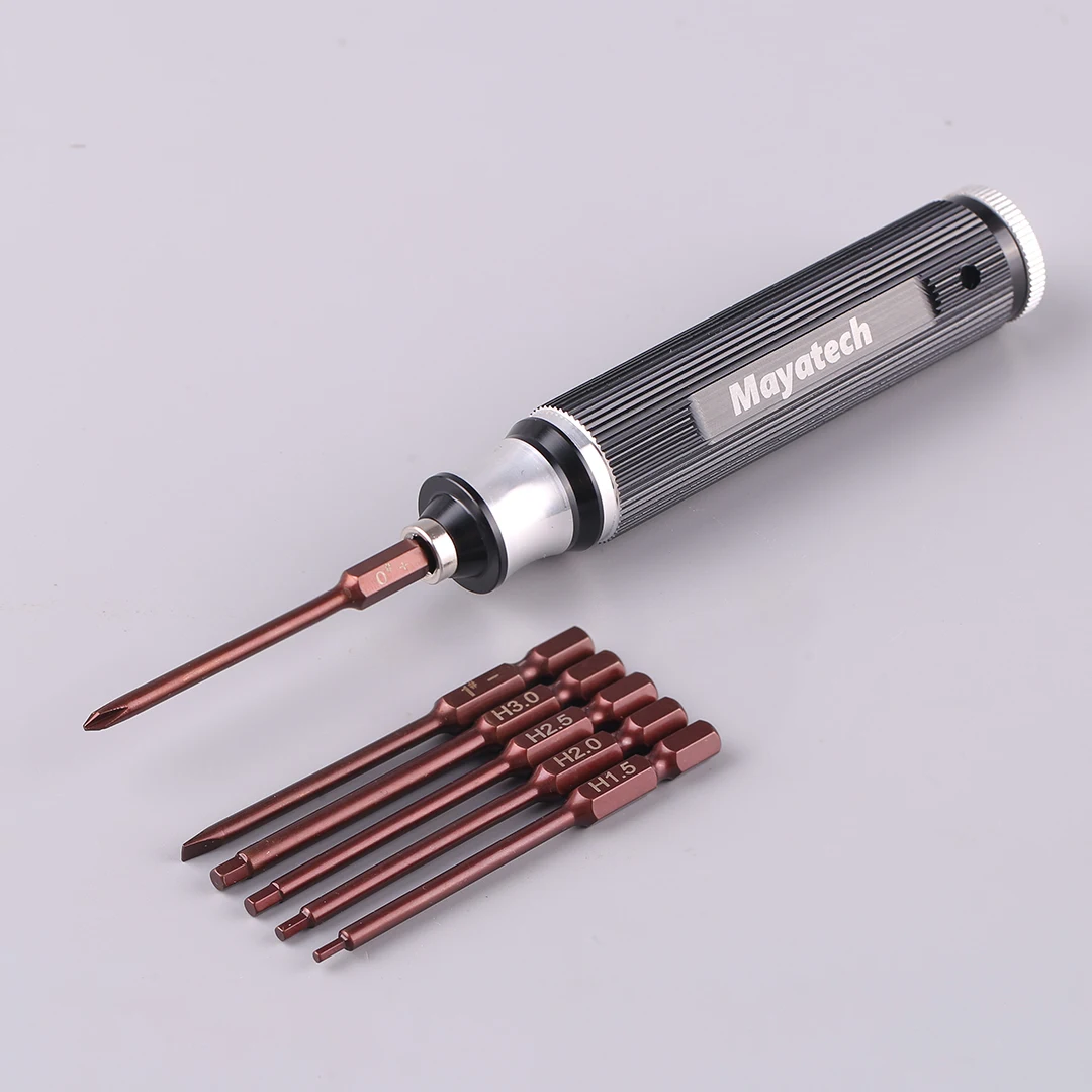 Mayatech Kit di strumenti per cacciavite esagonale magnetico 6 in 1 per elicottero RC Drone Strumento di riparazione modello di aereo Chiave per elicottero Strumento RC