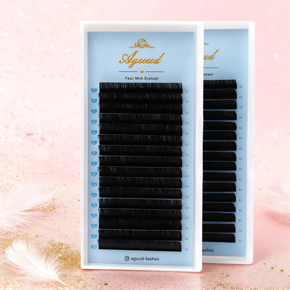 

AGUUD 16Rows Mink Lash Individual Natural False Eyelash Extensions Soft Russian Volume Lash 8-25mm Cashmere Makeup Cilios Supply
