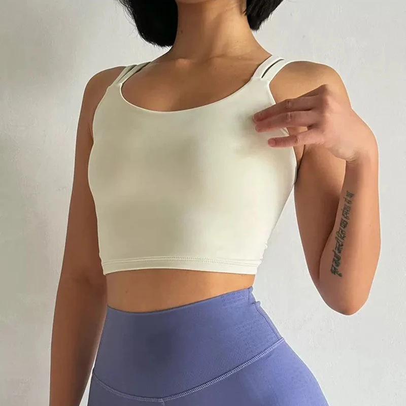 Damen-Yoga-Sport-BH, stoßdämpfende Brustkollektion, schöner Rücken, schnelltrocknende Fitness-Trainingsweste – Detail 4