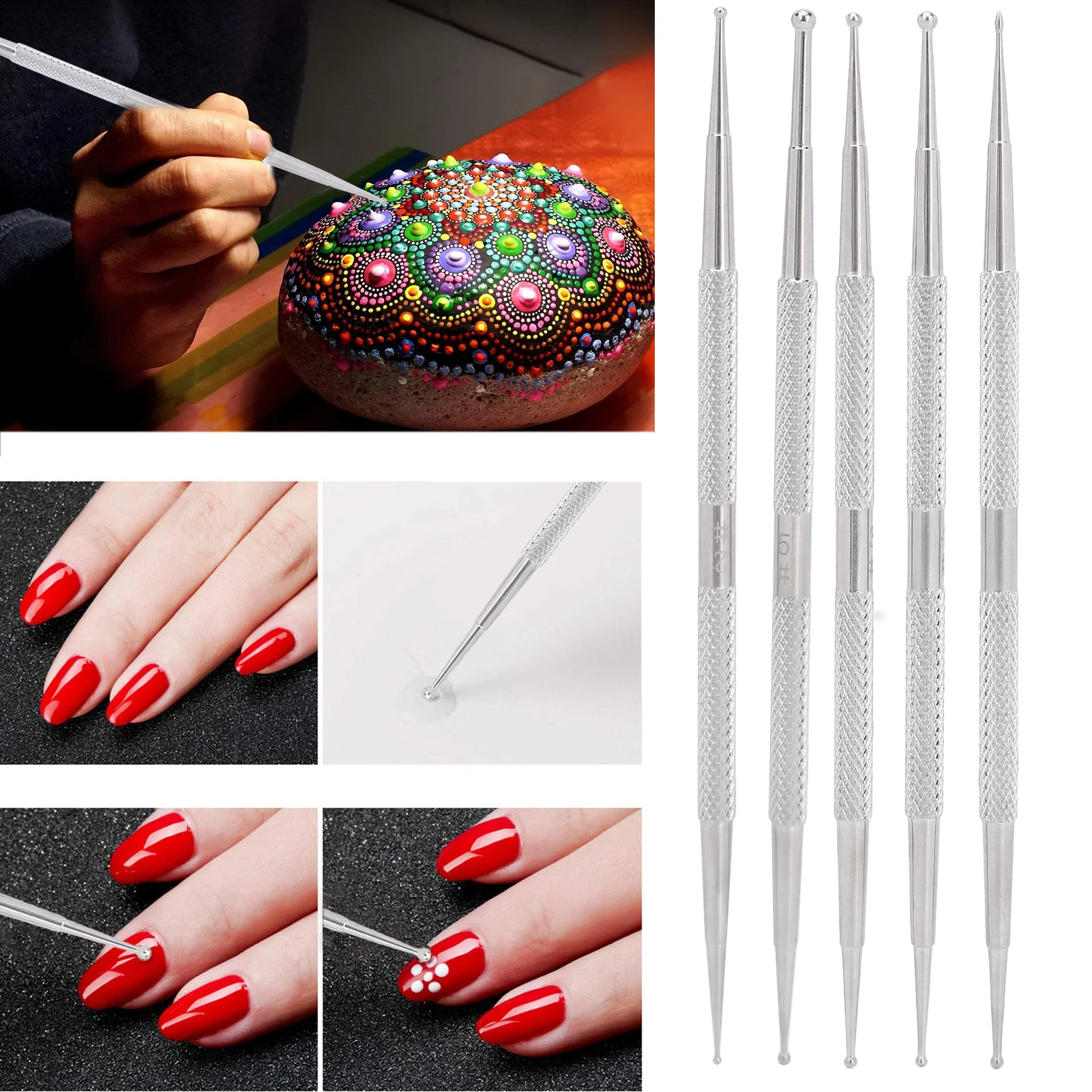 Double Head Nail Art Dotting Pen Stainless Steel Nail Painting Pen DIY Decoration Dotting Pen DIY Nail Art Dotting Pen