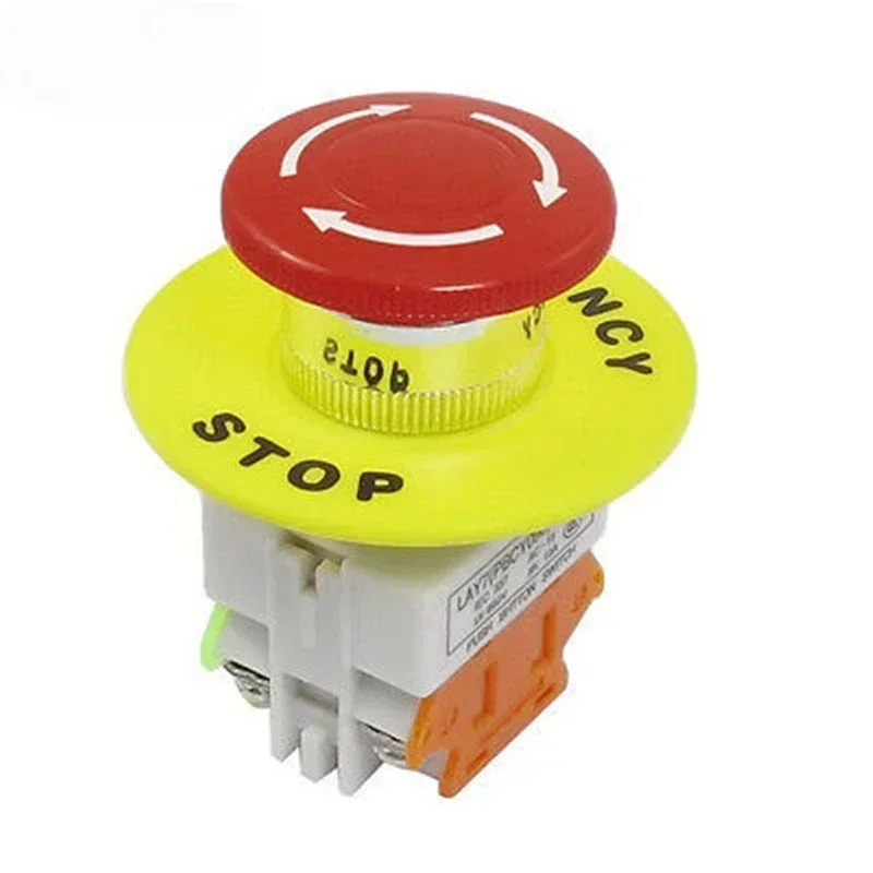 Red Mushroom Cap 1NO 1NC DPST Emergency Stop Push Button Switch AC 660V 10A Switch Equipment Lift Elevator Latching Self Lock