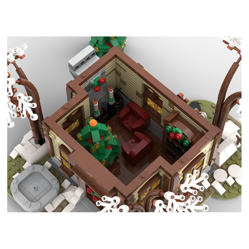 ชุดตัวต่อ MOC สถาปัตยกรรมยุคกลาง 1977 ชิ้น แบบจำลองบ้านหิมะสำหรับเทศกาลคริสต์มาส ของเล่นตัวต่อประกอบเอง DIY ของขวัญวันเกิดสำหรับเด็ก