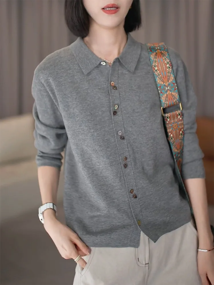 

Осенняя коллекция 2025: Женская повседневная вязаная кофта с воротником-стойкой, оверсайз, модная, универсальная, в корейском стиле, с длинными рукавами, теплая.