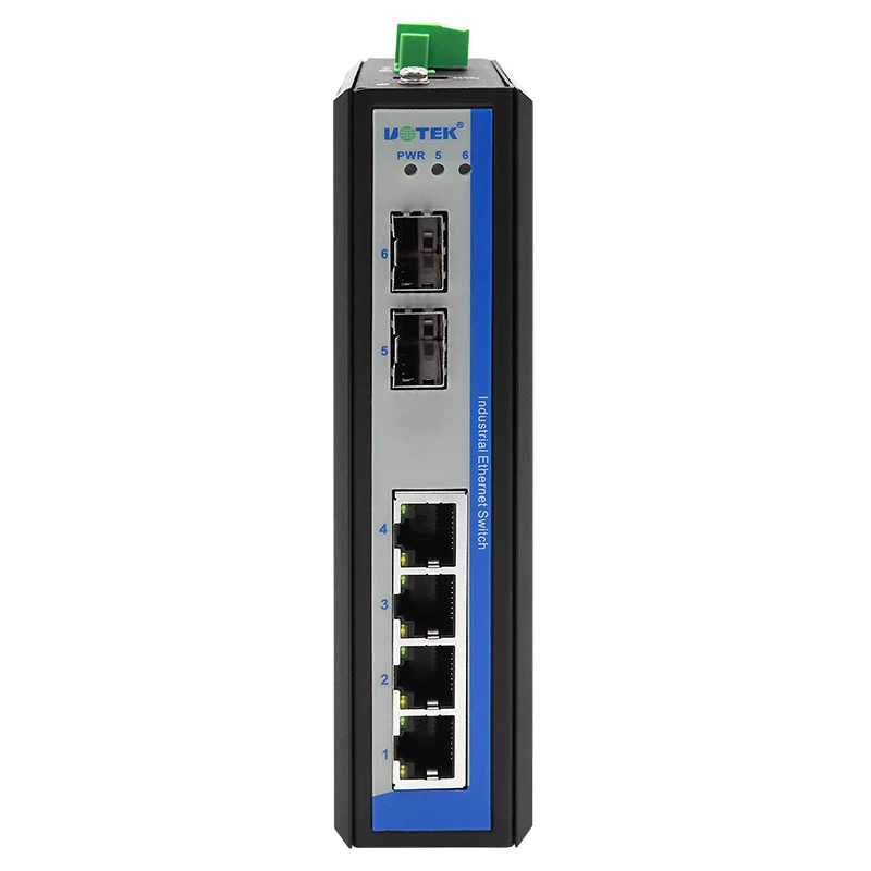 UOTEK 6 Ports Gigabit Ethernet Switch Support VLAN Mode Unmanaged Industrial DIN-rail Switch UT-6406GC-4GT2GP