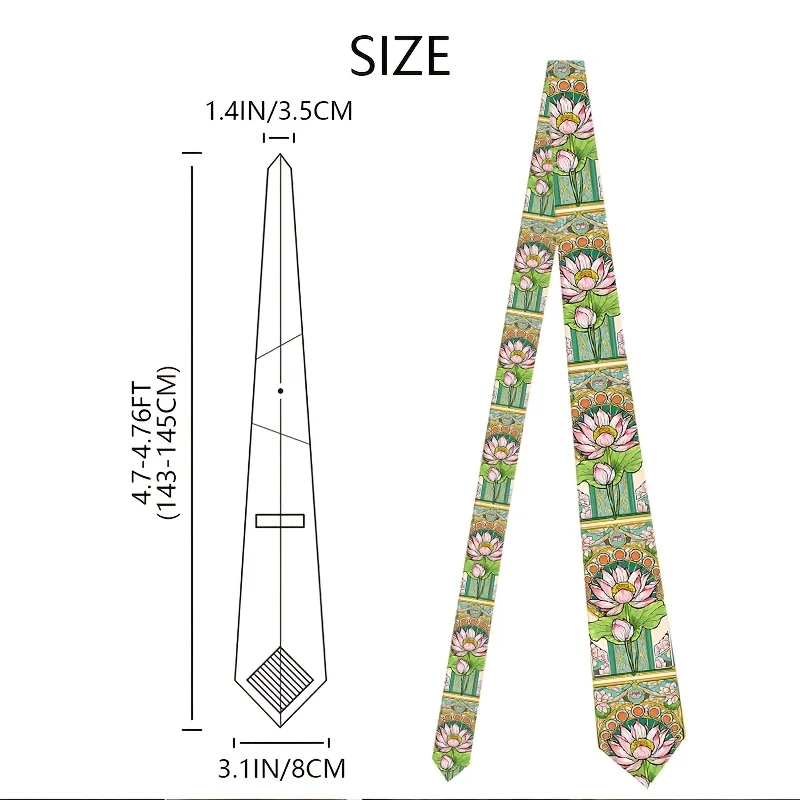 1pc, for Lotus Pattern Printed Necktie - Unisex Design, a Fashion-forward Choice That Pairs Effortlessly with Suits