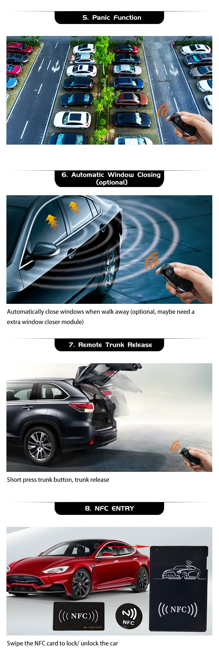 2023 New Product Automotive Electronics NFC Car Unlocking System Smart Door Lock Keyless Entry One Way Car Alarm