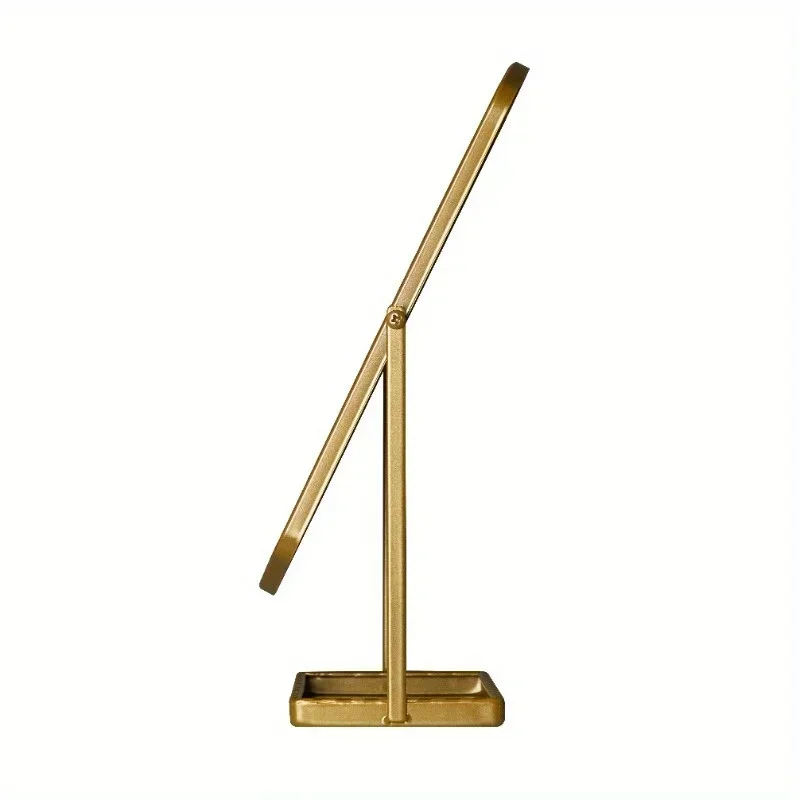 Specchio da tavolo dorato con contenitore