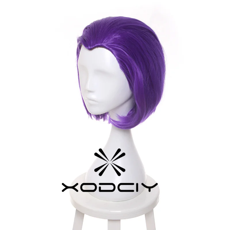 Mulheres corvo super-herói roxo curto bob peruca reta com pico da viúva cabelo sintético peruca cosplay para festa de fantasia de halloween