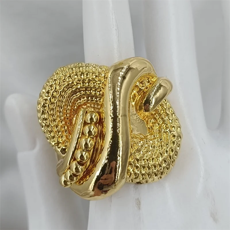 Fashion Big Ring Dubai Copper Jewelry 18k Gold Color New Design Women Set Bridal For Party Gift High Quality