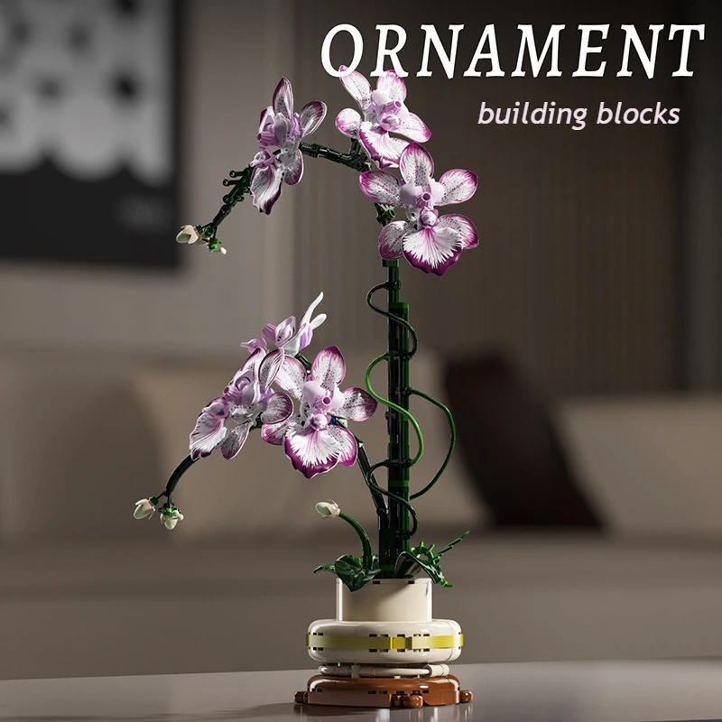 

Wenxin orchid building block model assembly scene ornament Phalaenopsis girls DIY toy gift