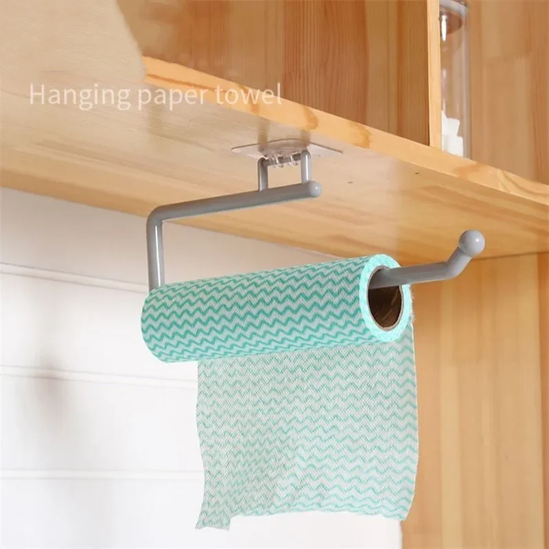 New Kitchen Tissue Holder Hanging Toilet Roll Paper Towel Holder Rack Kitchen Bathroom Cabinet Door Hook Holder Organizer