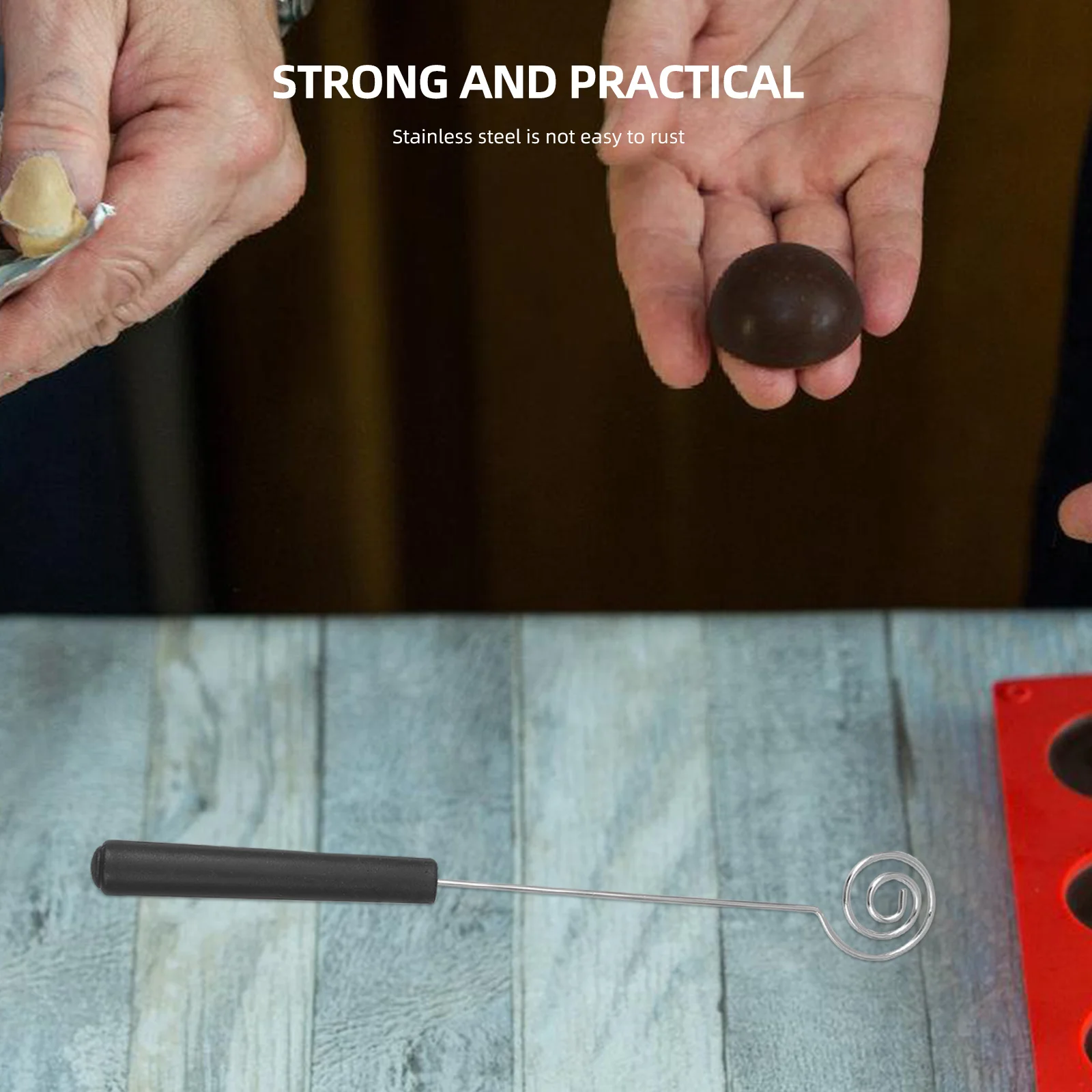 

5Pcs Stainless Steel Chocolate Fork Set Kitchen Gadget Durable Bbq Candy Cake Dipping Tools Spiral Round Handle for Fruits Nuts