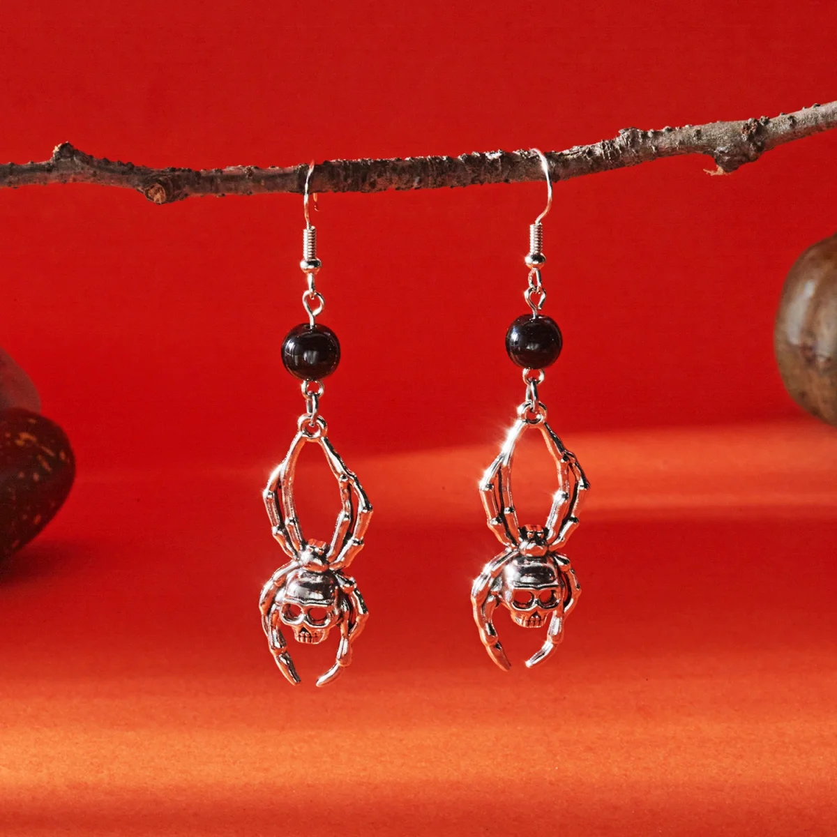 Gothic Tropfen Ohrringe Vintage Silber Farbe Skelett Geist Klaue Kürbis Spinne Spinnennetz Ohrring Für Frauen Männer Halloween Schmuck Geschenk