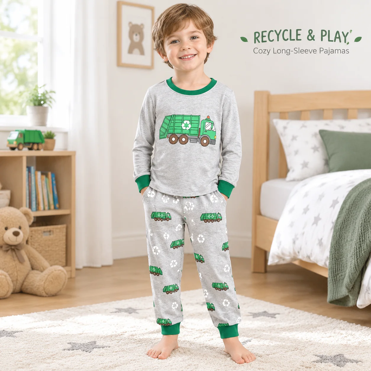 Little Hand Toddler Boys Pajamas Set Cotton Winter Warm 2 Piece Long Sleeve Pjs Children 2 Pcs pj Clothes for kids 2-7years