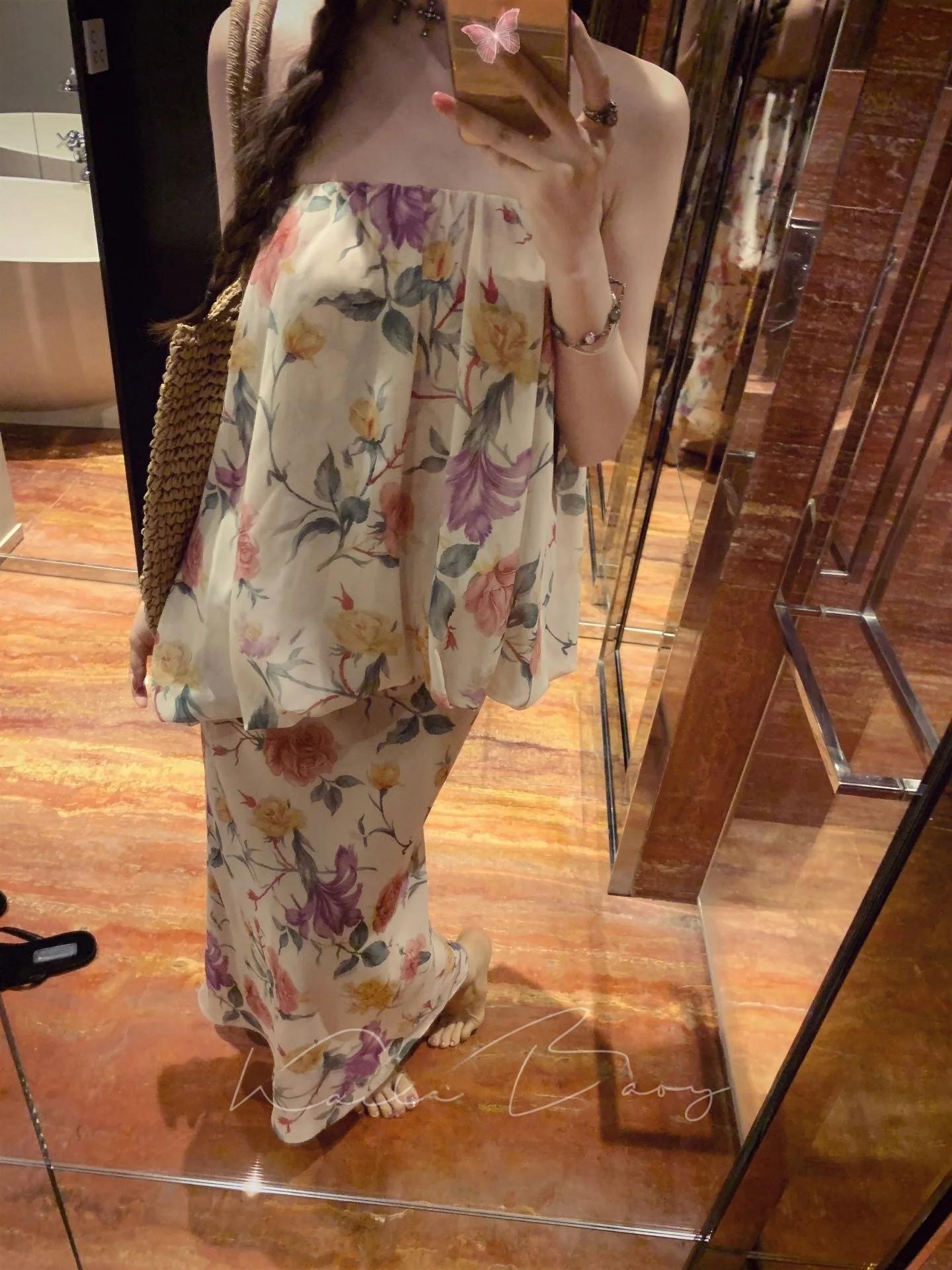 

Monet Garden Retro Floral Halterneck Set Women's Summer New Gentle Fish Tail Half Skirt Fashionable Two Piece Set