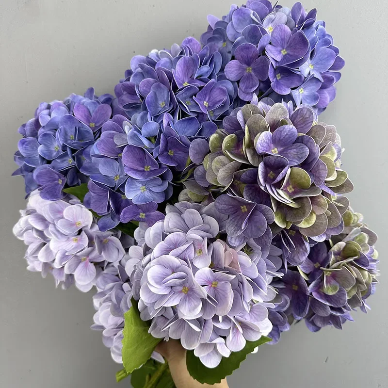 Neue Hortensien-künstliche Blume, fühlt sich echt an, feuchtigkeitsspendend, gefälschter Blumenstrauß für Zuhause, Hochzeitsdekoration, Wohnzimmer, Desktop, Blumenmuster – Detail 36