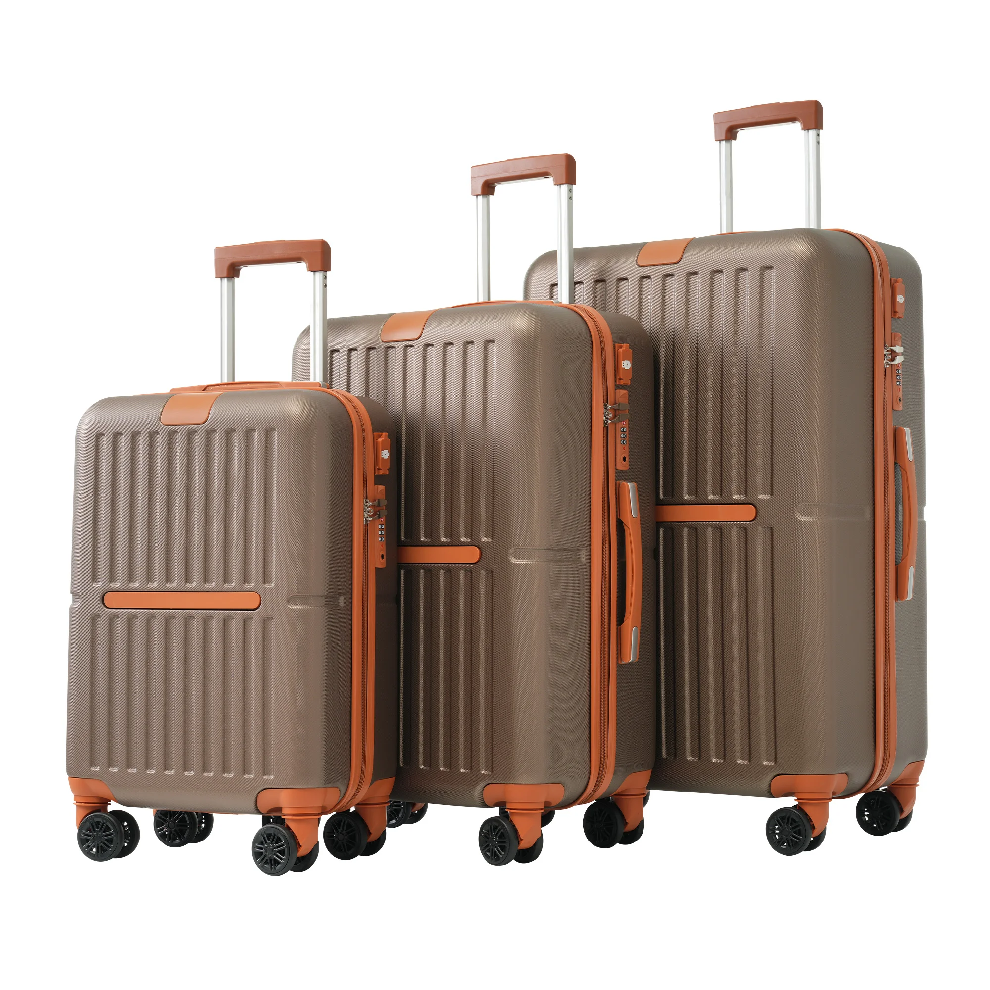 Case set M-L-XL set luggage no cosmetic bag with USB port and cup holder hard shell case trolley case suitcase hand