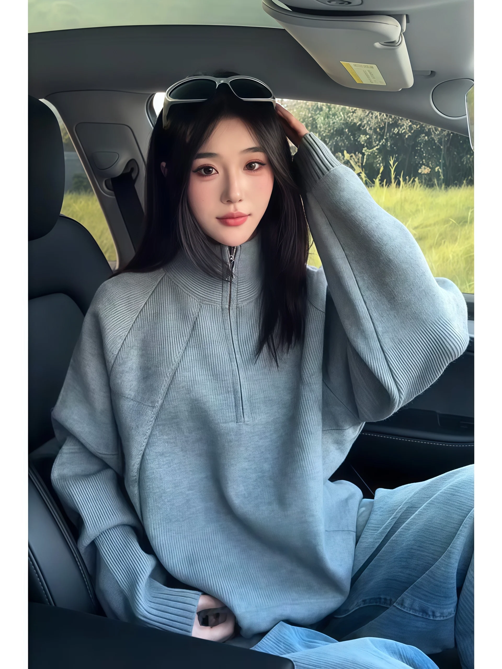 

Thiened f Zipper Stand Collar Knitted Sweater Men Women Autumn Winter Warm Casual High Quali Polyester Fiber Long Sve