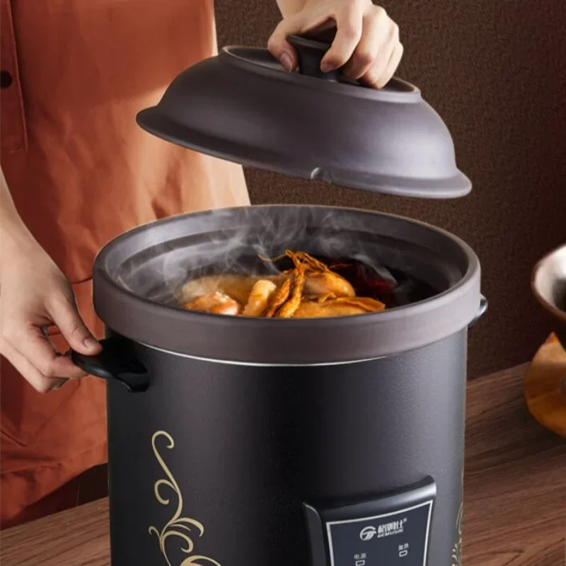 หม้อต้มซุปไฟฟ้า panci Tanah liat ม่วง220V สำหรับใช้ในครัวเรือน10L การค้าความจุเยอะ