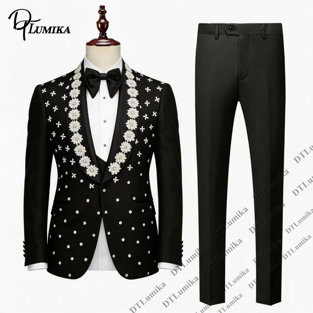 Men Formal Wear Modern - Luxury Crystals Wedding Suit for Men