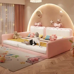 Łóżko Kawaii maluch dziecko różowe dziewczynki łóżko księżniczki wysokie bezpieczeństwo poręczy zamek Vintage luksusowe meble letto