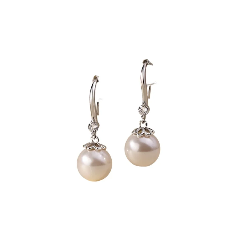 

999 sterling silver pearl earrings popular stud earrings women's light luxury high-end earrings