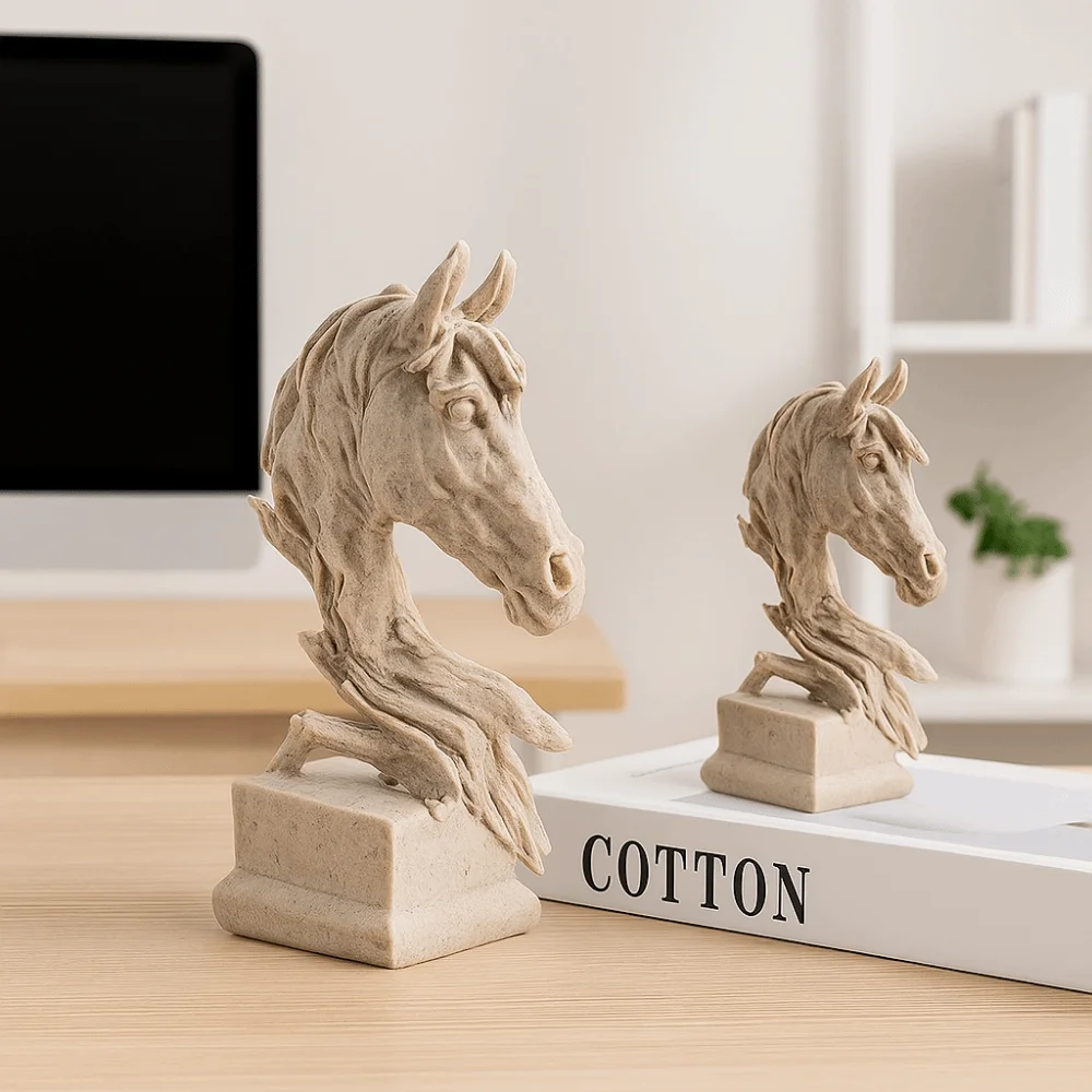

Home Decoration Resin Horse Head Statue Art Modern Animal Sculpture Nordic Style Crafts Miniatures Figurine Bedroom