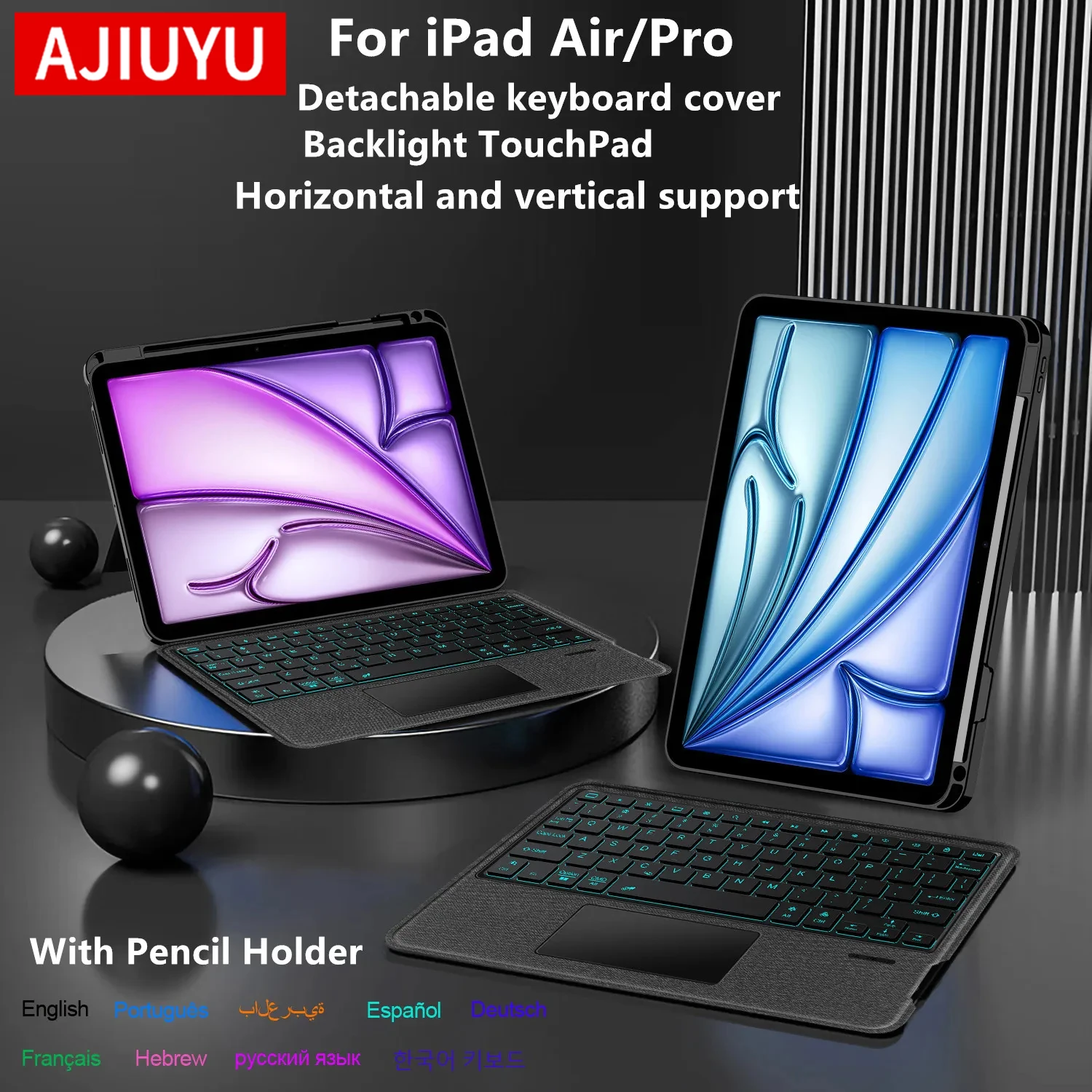 Funda de teclado mágico desmontable para iPad Pro 11 12,9, funda de teclado para iPad Air 11 13 M2/M3, Air 5 4 6 iPad 10,2 7/8/9a 10a generación