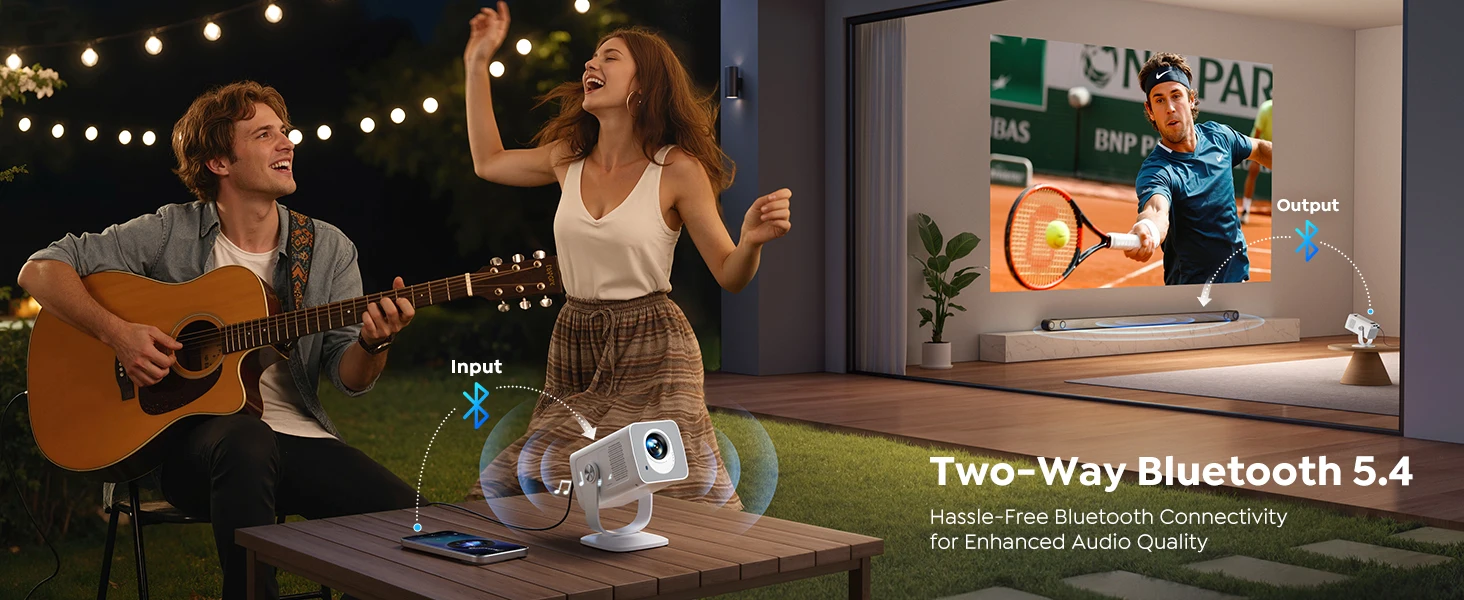 Toptro Projektor 4K 1080P Android 14.0 WiFi6 Autofokus 270 ° Drehbarer Android 14 Tragbarer Projektor für Filme, Heimkino und Outdoor – Detail 9