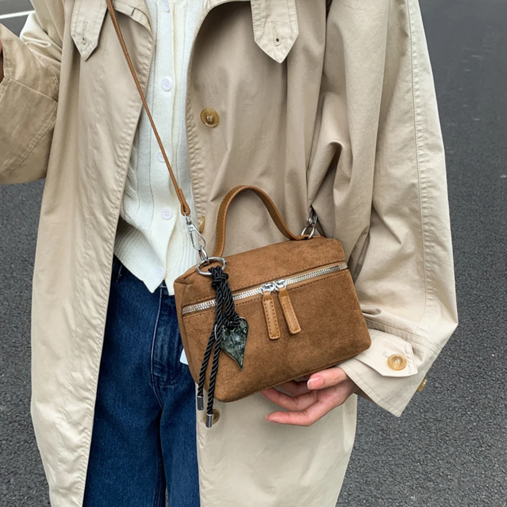 

Retro Faux Suede Women Handbags Small Box Designer Bags for Women Shoulder Bag Autumn and Winter Crossbody Bags Clutch Tote Chic