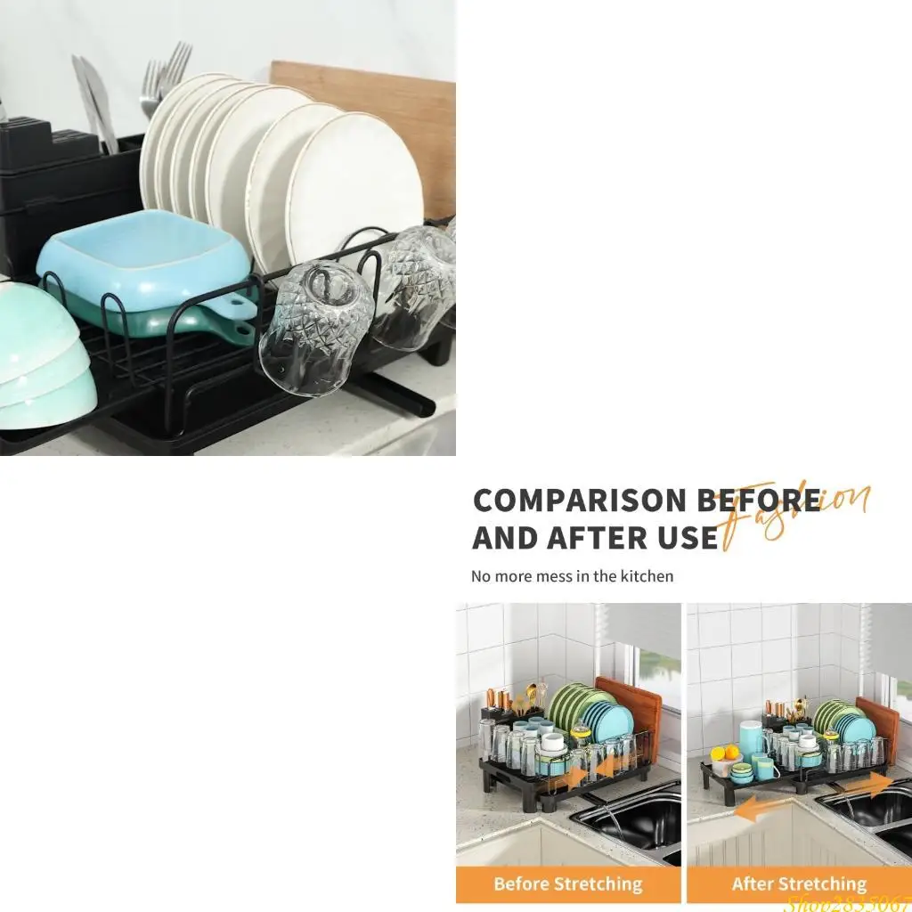 Kitchen Storage Answer Highlighting Two Layer Metal Dish Rack And Double Area Effluent 831F