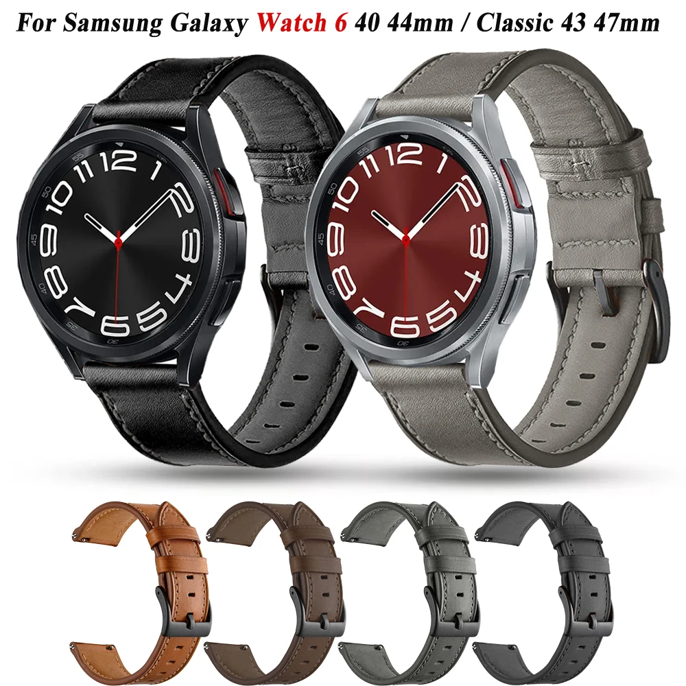 Replacement 20mm For Samsung Galaxy Watch 6 Classic 43mm 47mm Strap Smart Watch Leather Bracelet Galaxy Watch6 40 44mm Wristband