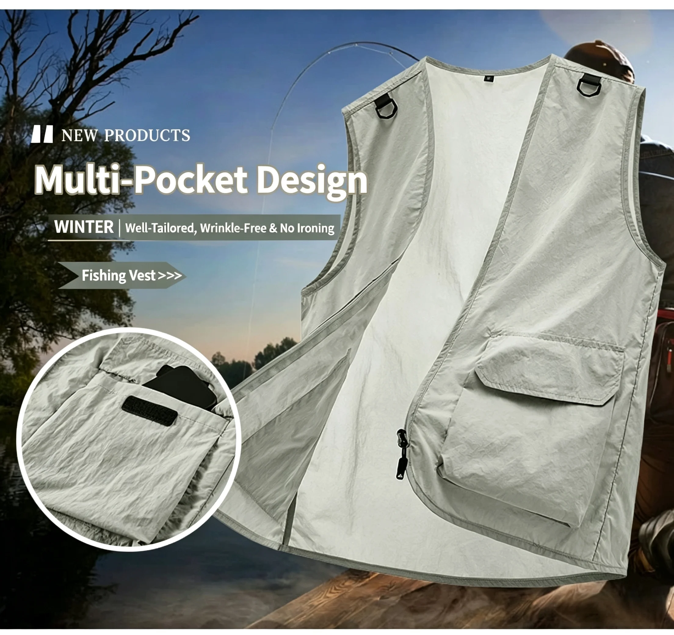 Spring and Autumn Outdoor Work Vest quick-drying Waterproof jacket for Hiking Fishing Photographers Volunteers Printing LOGO