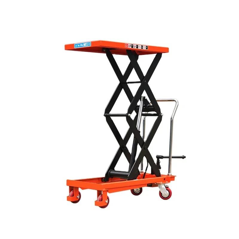 Manual Hydraulic Lift Table Mobile Shear Fork Type Small Lift Platform Car Electric Fixed Cargo Ladder Flat Lift Trolley