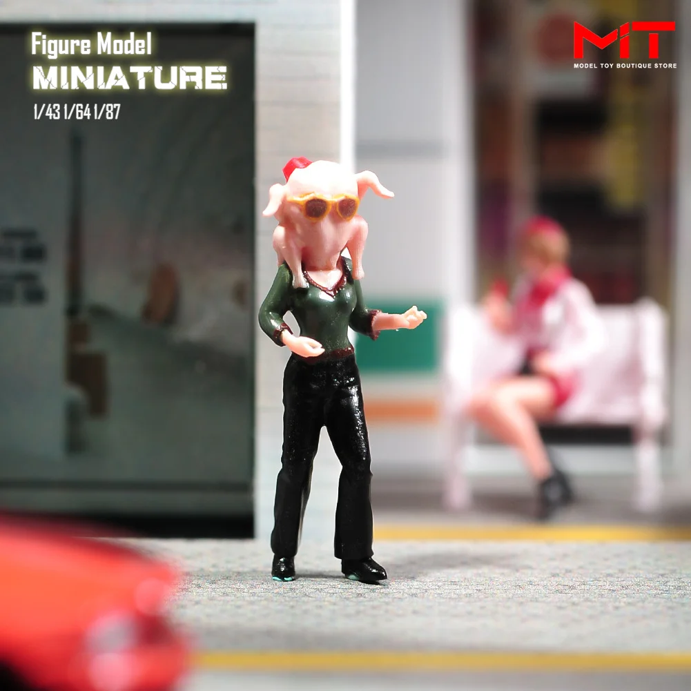 Walking Lady Normal Funny Edition Figure Model, Estatueta em miniatura, Fotografia Criativa, Adereços de cena para carros, 1/87, 1/64, 1/43, 1/24