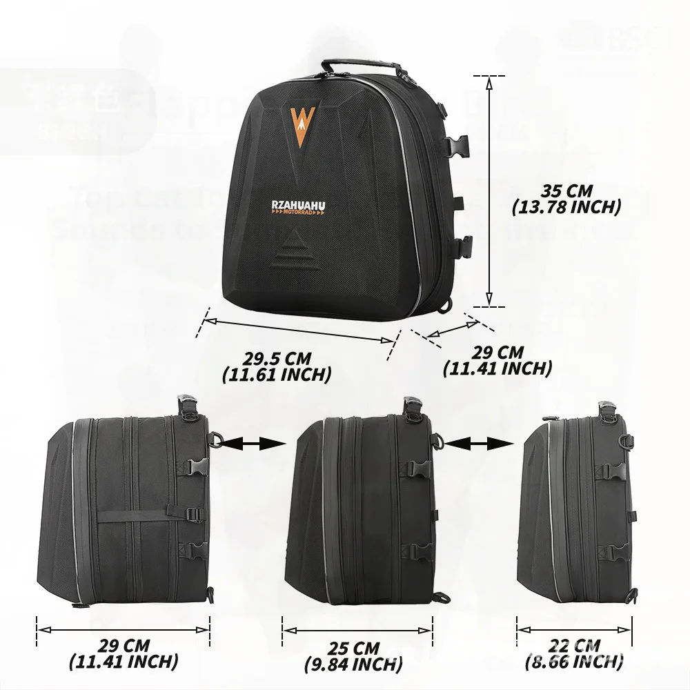 

Universal Motorcycle Electric Vehicle Back Seat Bag Large Capacity Storage Side Bag for Cycling Helmet Gear Polyester