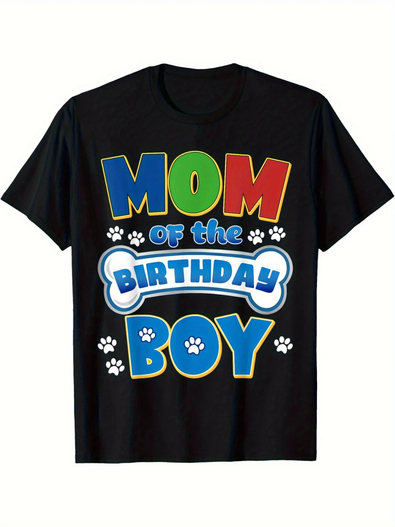 Mom of The Birthday Boy Funny Pet Dog Family Parent T-Shirt 100% Cotton O-Neck Short Sleeve Summer Casual Mens T-shirt
