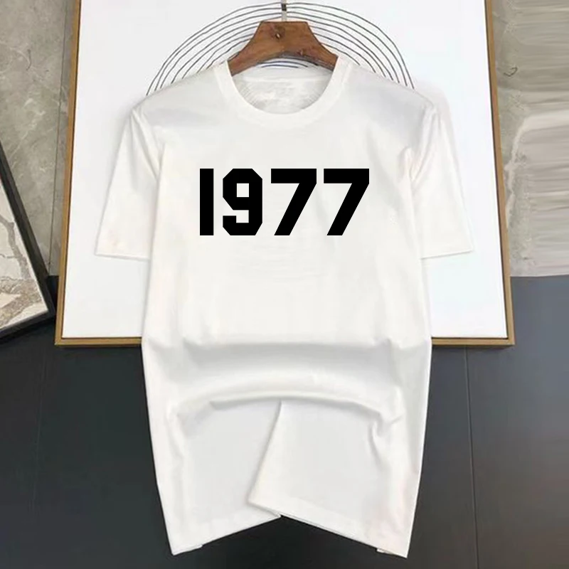 High Quality Cotton 1977 Monochrome Print Luxury T Shirt Men New Brand Fashion Cool Designer T-shirts Casual Streetwear Tops