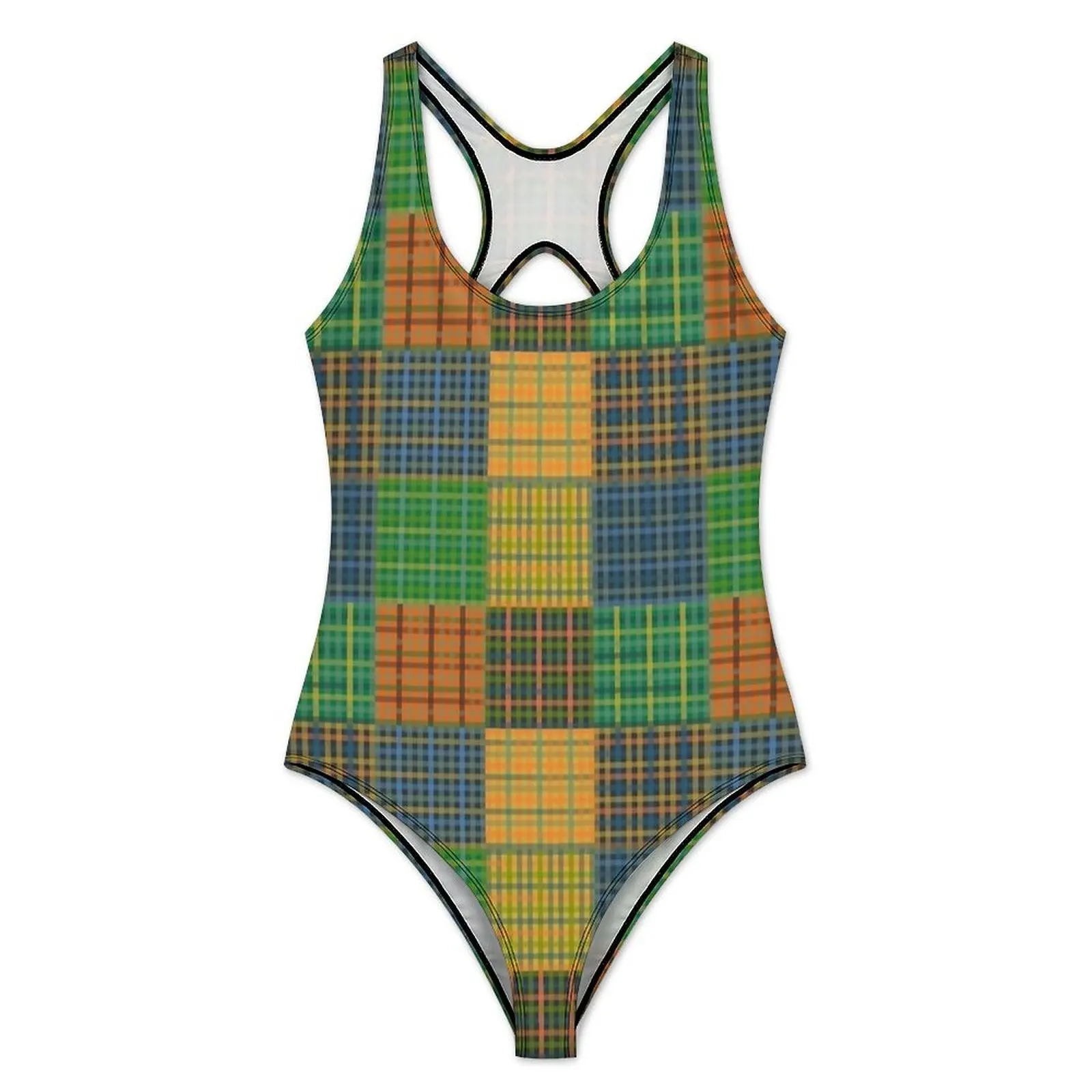 Gingham Patchwork Checkered Plaid Swimsuit  One Piece Swimwear Push Up Trend Monokini Sexy Holiday Pool Graphic Bodysuit